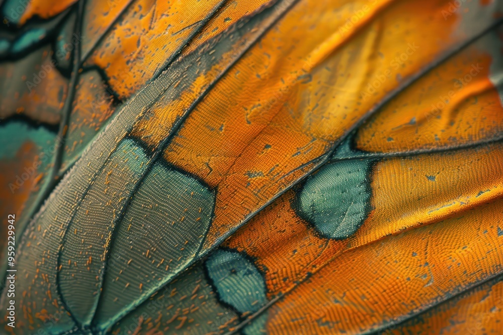 Poster a butterfly with yellow spots on its wings delicate patterns on the surface of a butterfly's wing