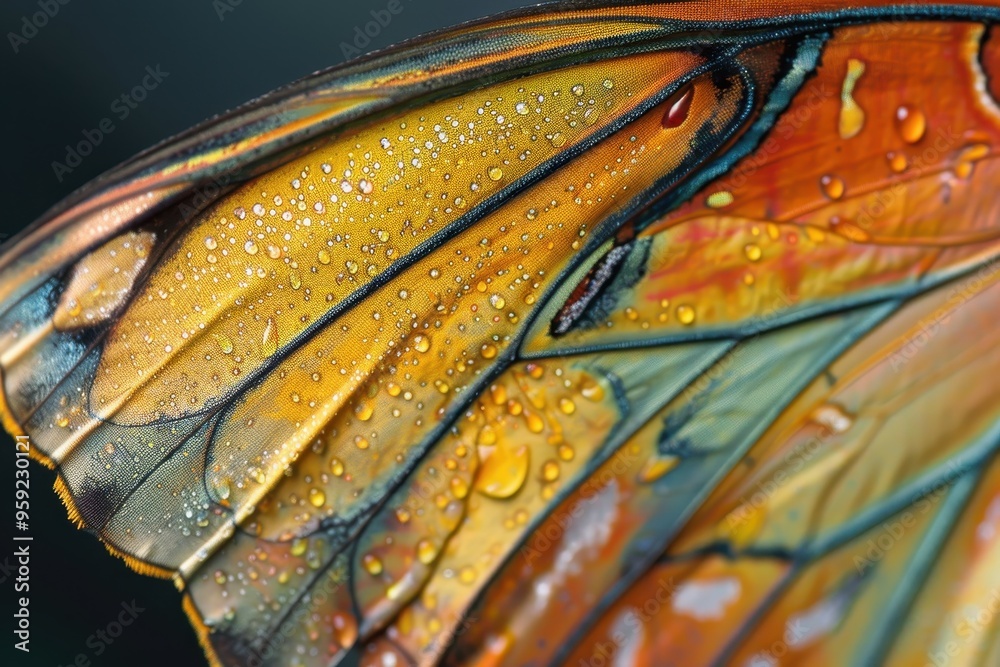 Aufkleber a close up of a butterfly wing with water droplets delicate patterns on the wings of a butterfly