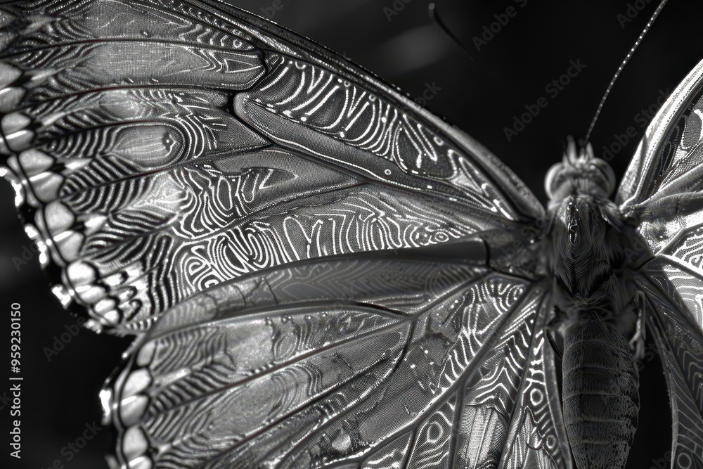 Aufkleber a close up of a butterfly wing with water droplets delicate patterns on the wings of a butterfly