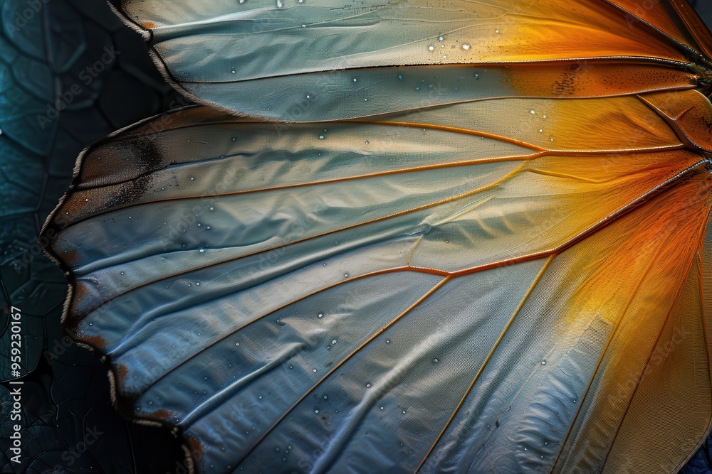 Aufkleber a close up of a butterfly wing with water droplets delicate patterns on the wings of a butterfly