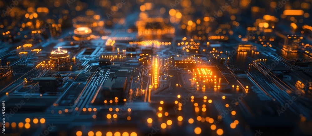 Poster abstract technology background featuring artificial intelligence concepts and virtual elements