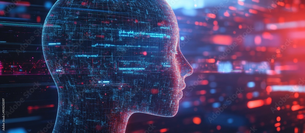 Poster virtual digital representation of artificial intelligence with a deep learning concept displayed as 