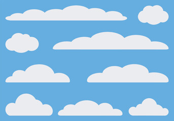 Cloud icons set. Flat cloudy vector collection