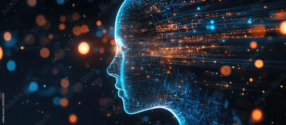 Poster abstract background featuring artificial intelligence and technology concepts in a digital web desig