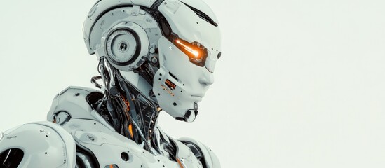 Fototapeta premium Stylish robotic figure in profile view showcasing a futuristic cyborg design