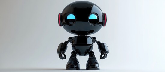 Adorable black robot taking steps forward