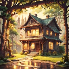 Fototapeta premium House in the night