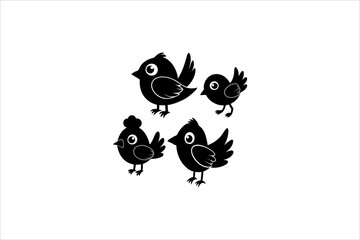 "Bird Silhouettes Collection: Black Bird Silhouettes on White Background - High-Quality Vector Designs