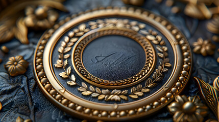 Obraz premium Gold Ornate Circle Frame 3D Illustration