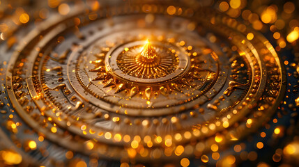 Golden Gear Abstract Background - 3D Illustration