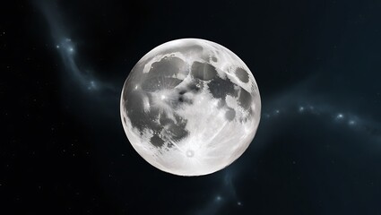 Naklejka premium Abstract illustration of big full moon over the clean sky at night, Moon zoom picture