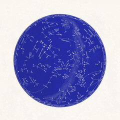 Constellations and Stars. Night Sky Map: February and March