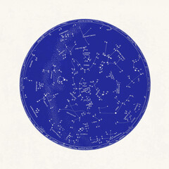 Constellations and Stars. Night Sky Map: June and July