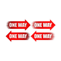 set of one way labels or sign