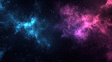 Naklejka premium Blue and Pink Nebula with Stars in Space