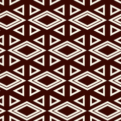 Ethnic, tribal seamless surface pattern. Native americans style background. Repeated diamond, triangles ornament. Geometric figures motif. Boho chic digital paper, textile print. Modern geo wallpaper.
