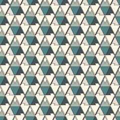 Ethnic, tribal seamless surface pattern. Native americans style background. Repeated triangles motif. Contemporary abstract geometric wallpaper. Boho chic digital paper, textile print. Vector art