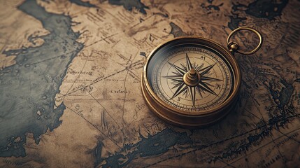 Vintage Compass on Old Map