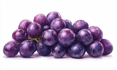 Fresh Purple Grapes Isolated on White Background