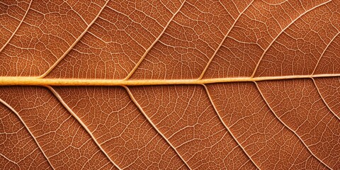 Close Up of Dried Leaf Veins Texture  Natural Pattern  Autumn  Brown Leaf  Abstract Background  Nature  Organic Texture