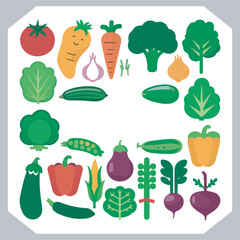 Set of vegetables black silhouette Carrot, potato, tomato, cucumber, onion, garlic, cauliflower, bell pepper, cabbage vector icon in white background.