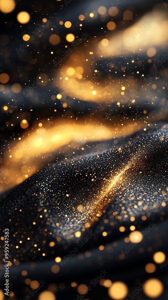 Poster Abstract Background with Golden Bokeh.