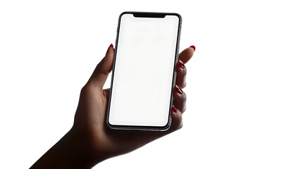 Smartphone Mockup White Background Mobile Holding Hand Isolated Template Display Blank Screen Phone