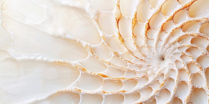 Close Up of Nautilus Shell Pattern Abstract Background