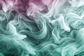 Obraz premium Artistic jade and mauve smoke patterns in a simple, clean style.