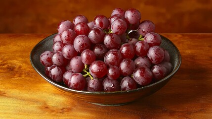 Close-up of Red Grapes in a Bowl