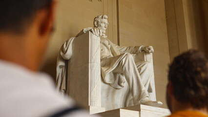 The infamous Lincoln Memorial with people in foreground located in Washington D.C. USA