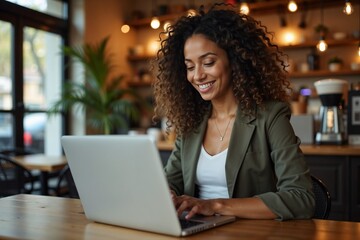 woman working on laptop