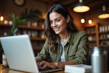 woman working on laptop