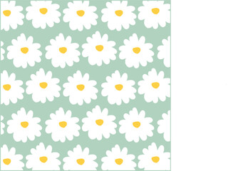 Seamless white and yellow daisy pattern, Hand-drawn botanical daisy floral pattern.botany elements, Ink drawings of flowers.eps 10.