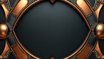 Naklejka premium Circular Copper and Black Frame with Golden Studs