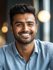 Obraz premium Happy Young Man in a Casual Setting