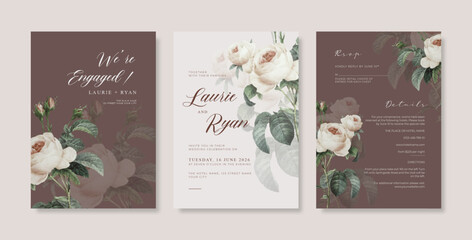 Elegant and minimalist wedding invitation template. Premium wedding invitation template. Wedding engagement template