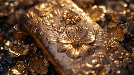 Fototapeta premium Golden Floral 3D Illustration