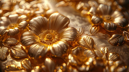 Golden Flower Illustration with Sunlit Details