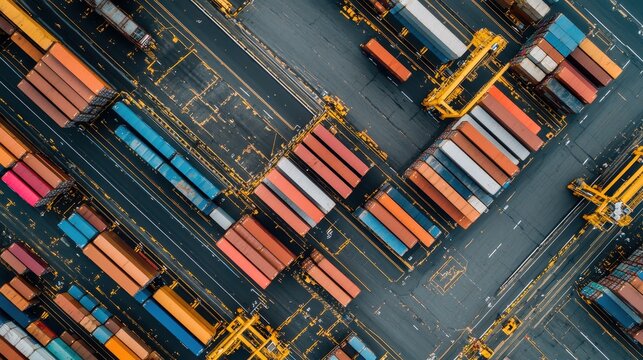 Aerial View of Cargo Containers at a Shipping Port