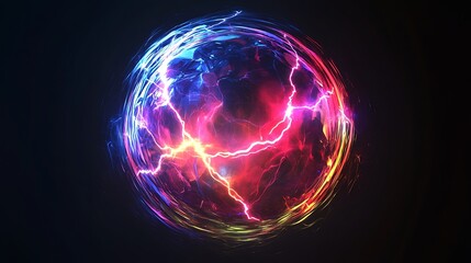 Fototapeta premium holographic energy sphere on black background