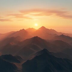 37. Sunrise over a mountain range, symbolizing the start of a new journey
