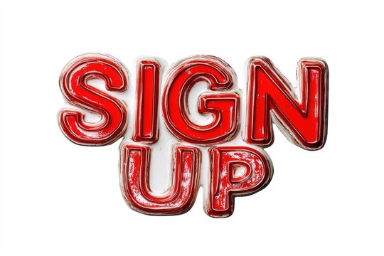 Sign up vintage red white typography 3d