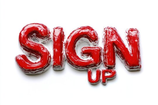 Sign up 3d words promoting subscription service