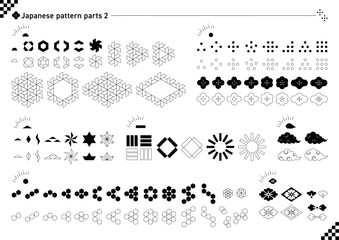 Obraz premium 和柄のパーツのセット_2_黒 