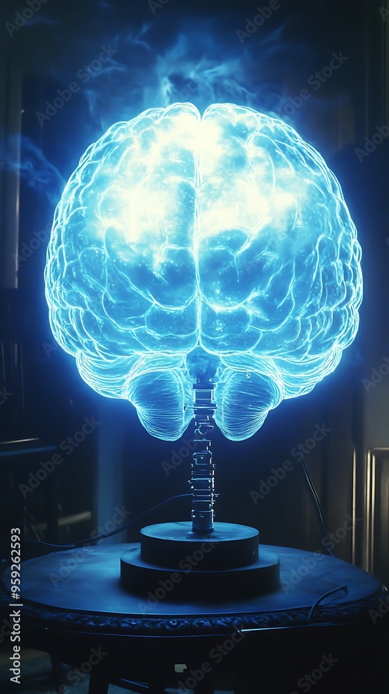 Sticker glowing brain machine