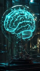Obraz premium glowing brain machine