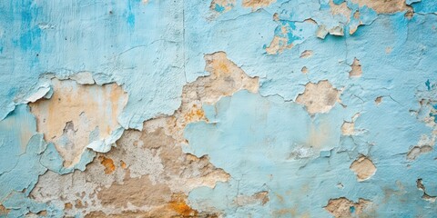 Obraz premium Light blue abstract background of old stucco wall with textured damaged plaster, stucco, wall, old, textured, blue