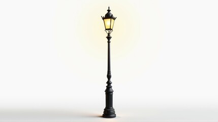 Obraz premium A street lamp is lit up in a white background