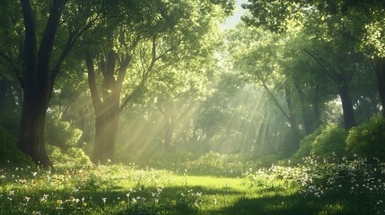 Obraz premium forest landscape in the morning sun